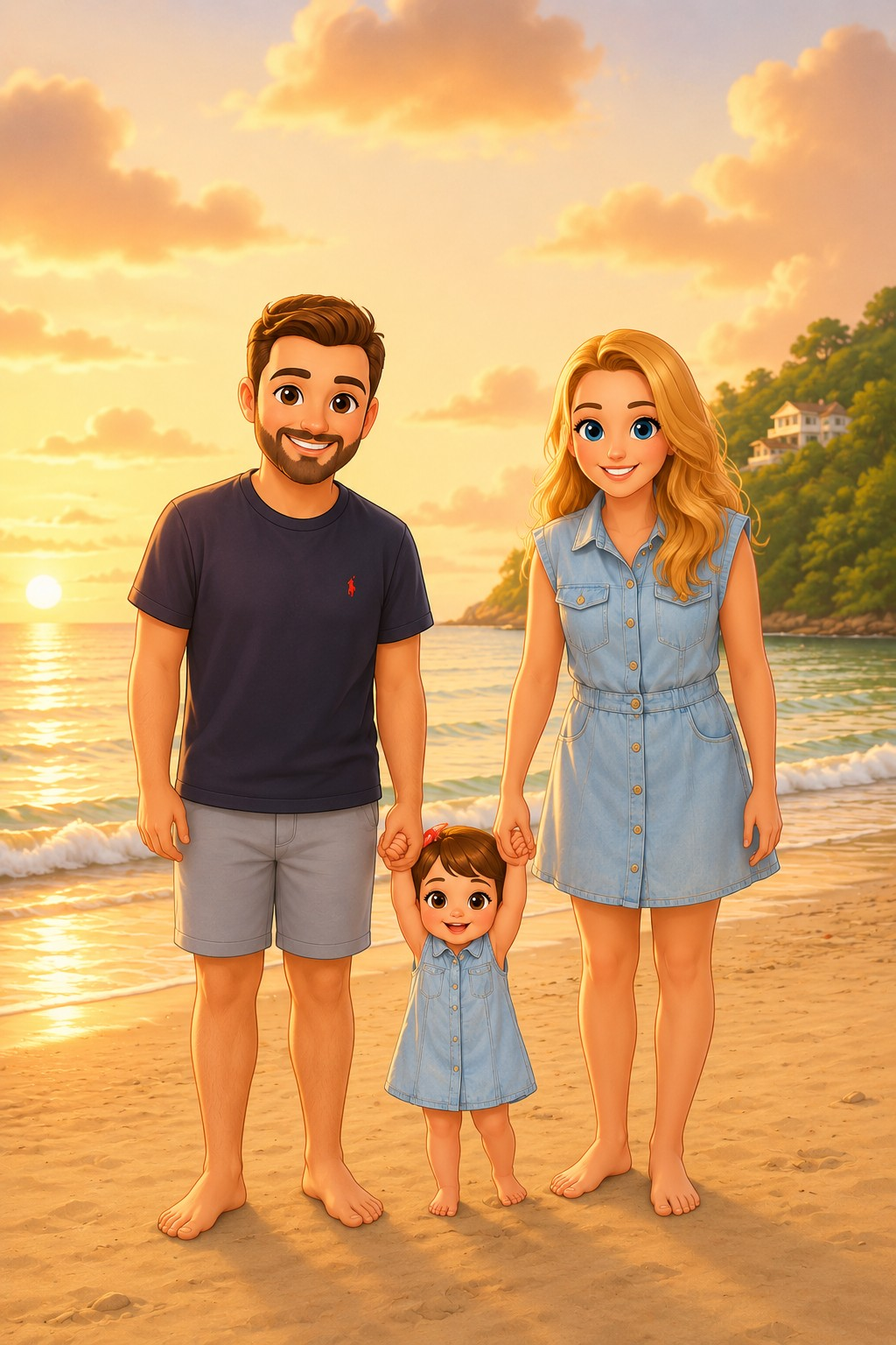 Omar, Aura and Sarah together at sunset